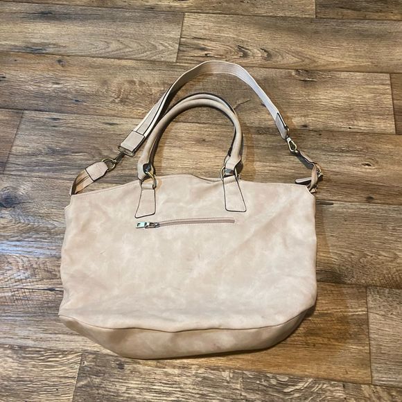 Love One Love All Cream Colored Shoulder Bag Tote - Picture 2 of 5
